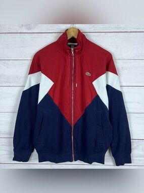 Lacoste Colorblock Full Zip Jacket Men’s Small Red White Blue